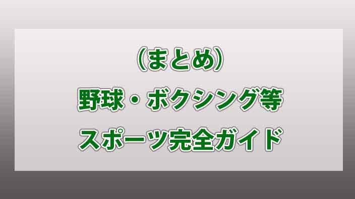 （まとめ）野球・ボクシング・格闘技・フィットネス等スポーツ完全ガイド